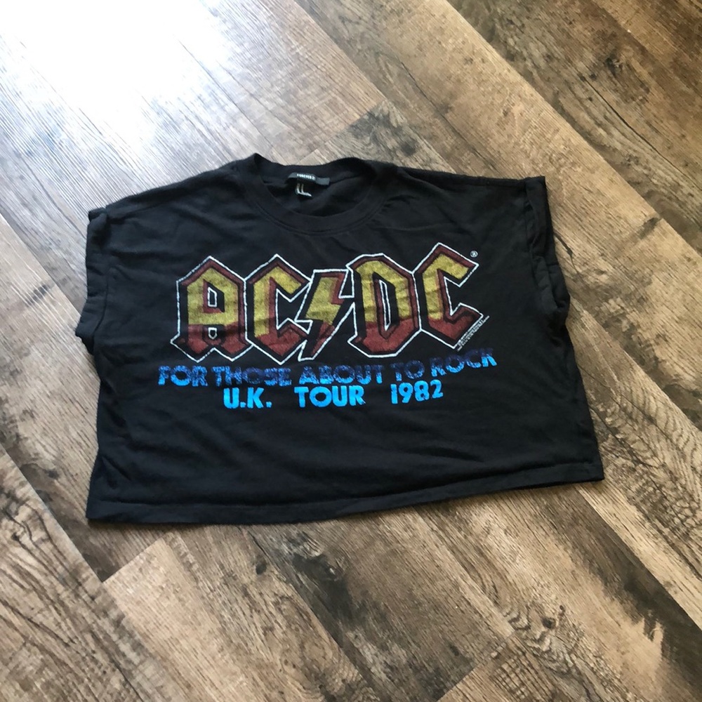 Forever 21 AC/DC black crop top